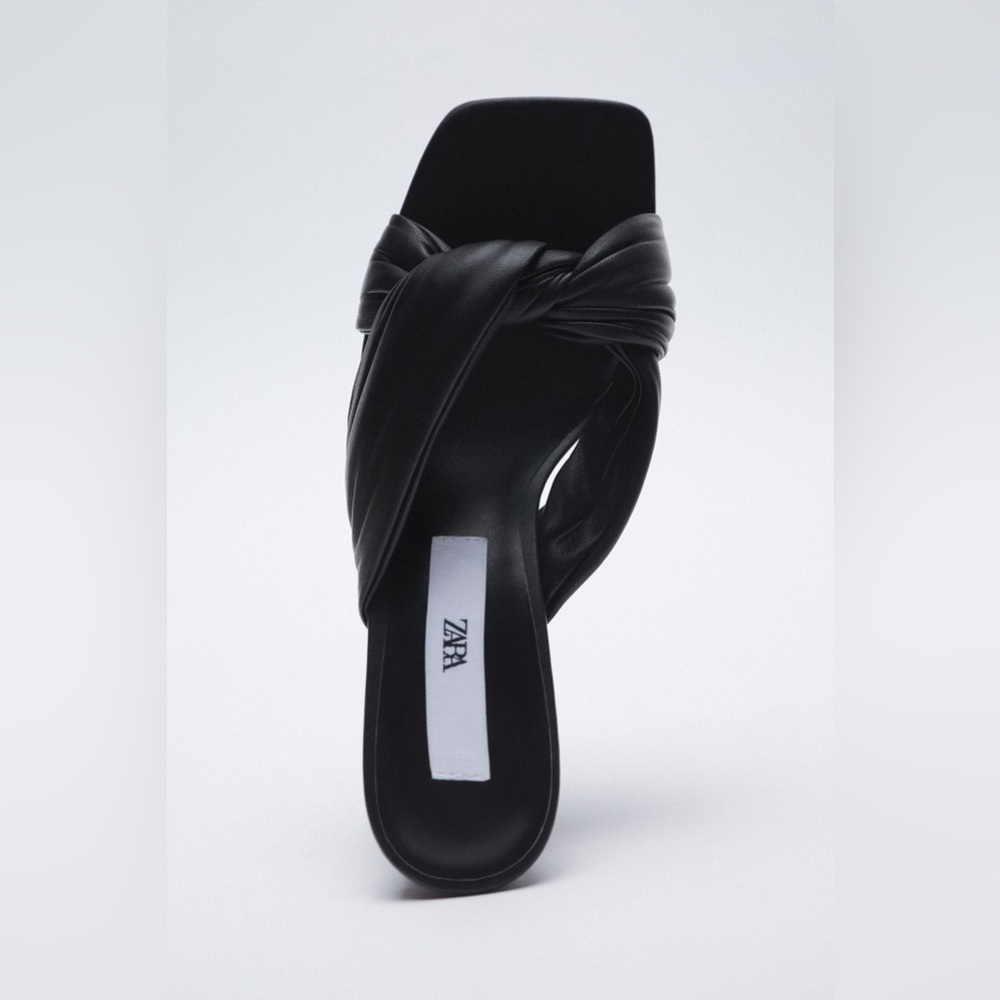 ZARA Comfortable Quilted Leather Mules - BLACK - Picture 5 of 6